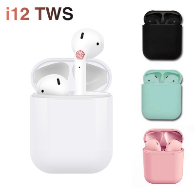 Hot selling feel touch i12 TWS V5.0 stereo wireless earbuds inpods 12 earphone i12 headphone with charging case